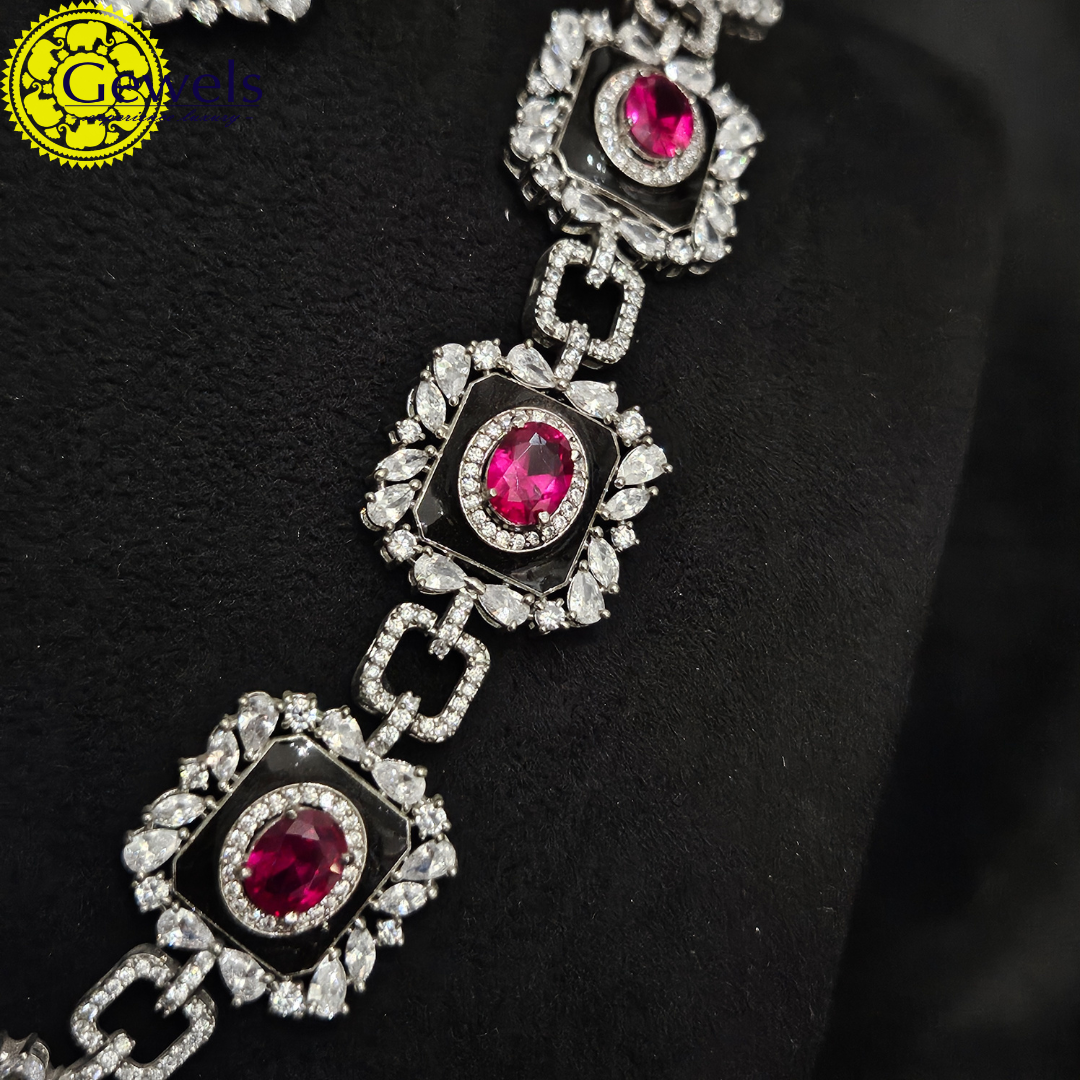 Gewels Diamond & Emerald Radiant Neclace Set