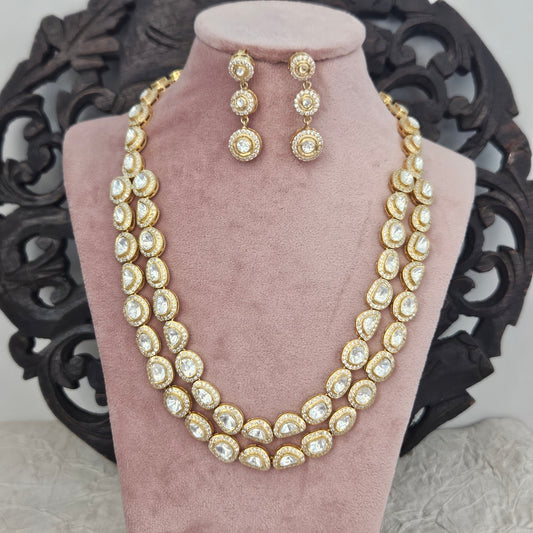 Gewels Meesha Double layered Polki Neck Set
