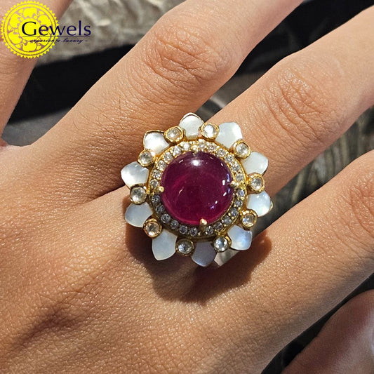 Gewels Tarannum Ruby Polki Ring