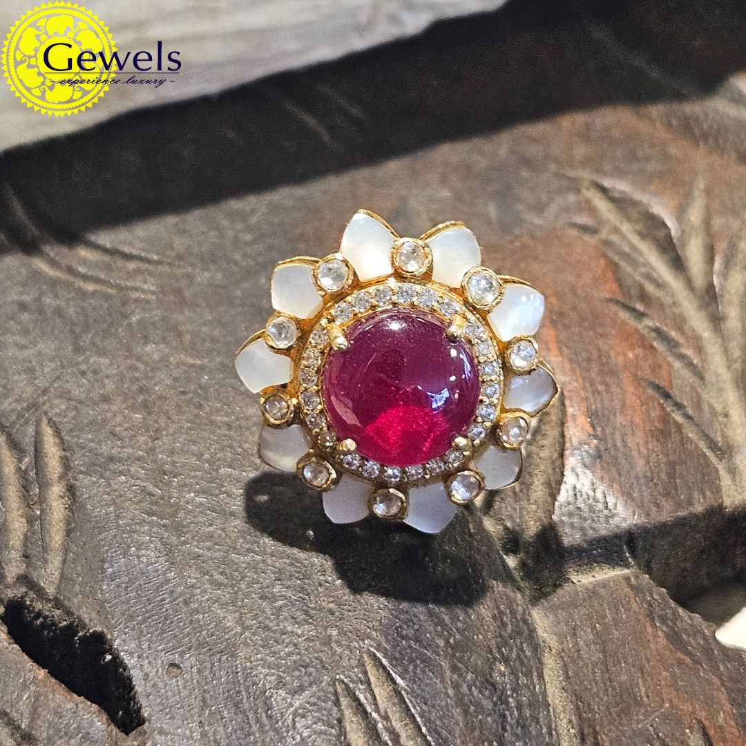 Gewels Tarannum Ruby Polki Ring