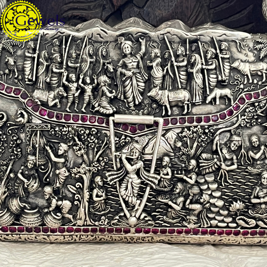 Gewels Life of Krishna Silver Bag