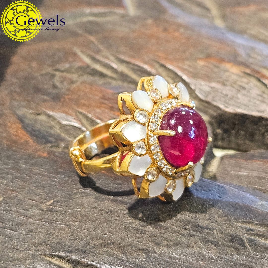 Gewels Tarannum Ruby Polki Ring