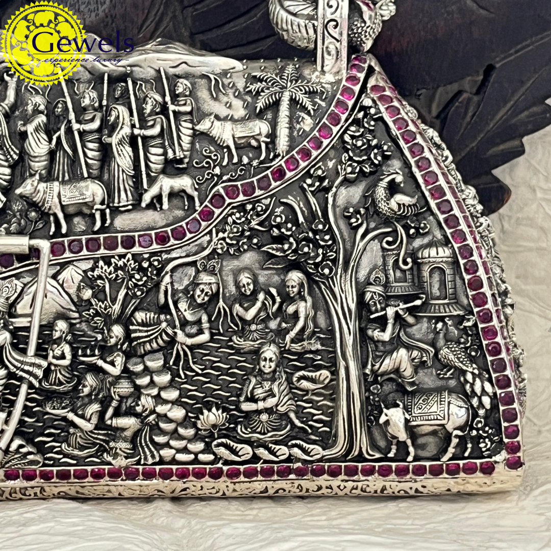Gewels Life of Krishna Silver Bag