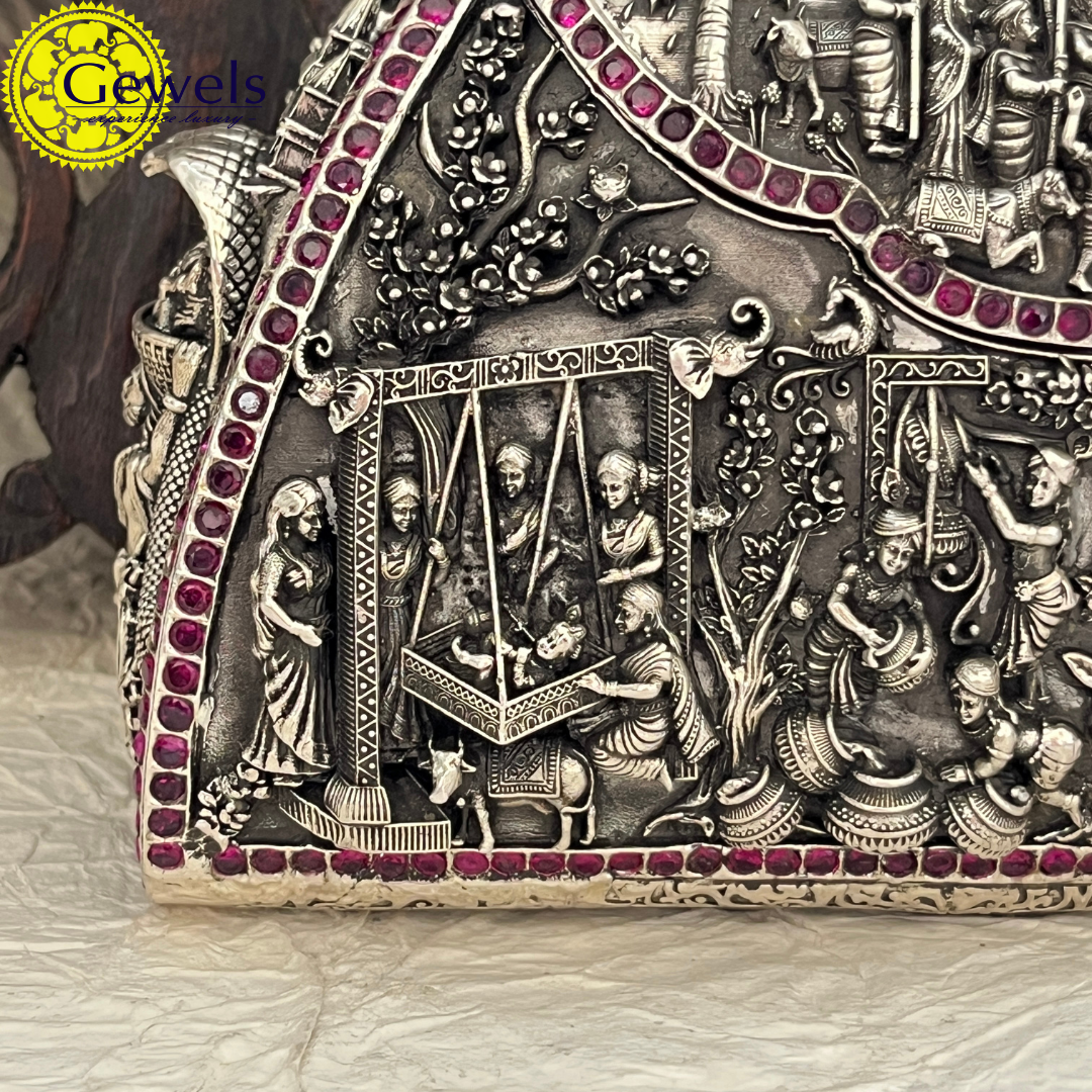 Gewels Life of Krishna Silver Bag