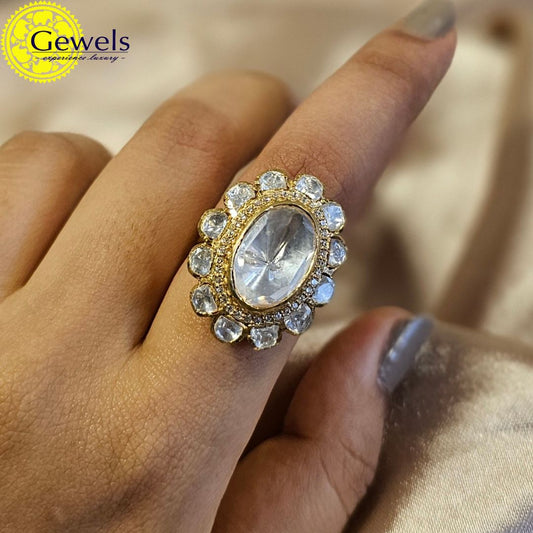 Gewels Polki Phool Ring