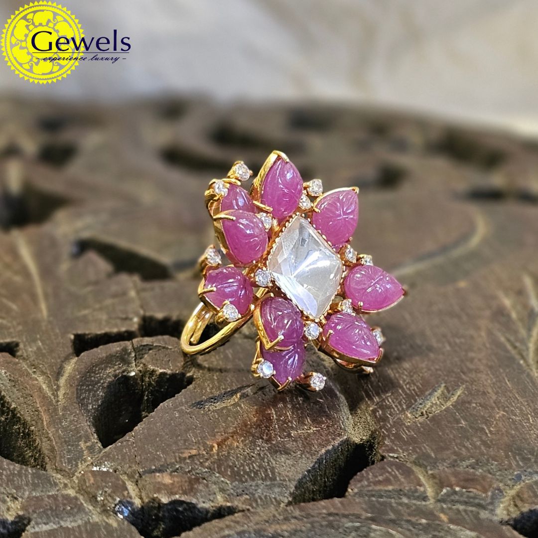 Gewels Polki Kamal Ring