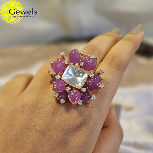 Gewels Polki Kamal Ring