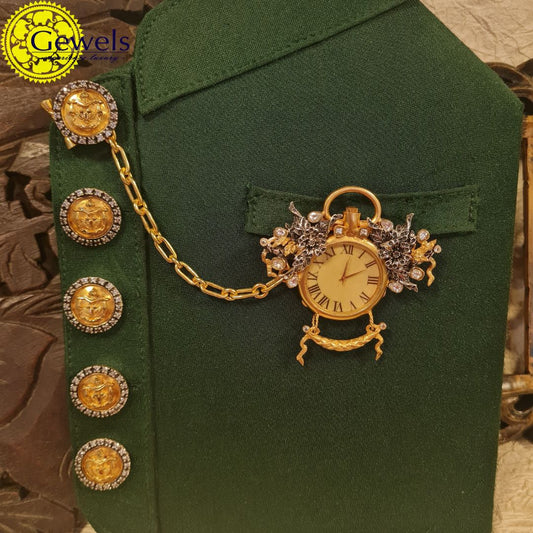 Gewels Antique Clock Brooch & Buttons