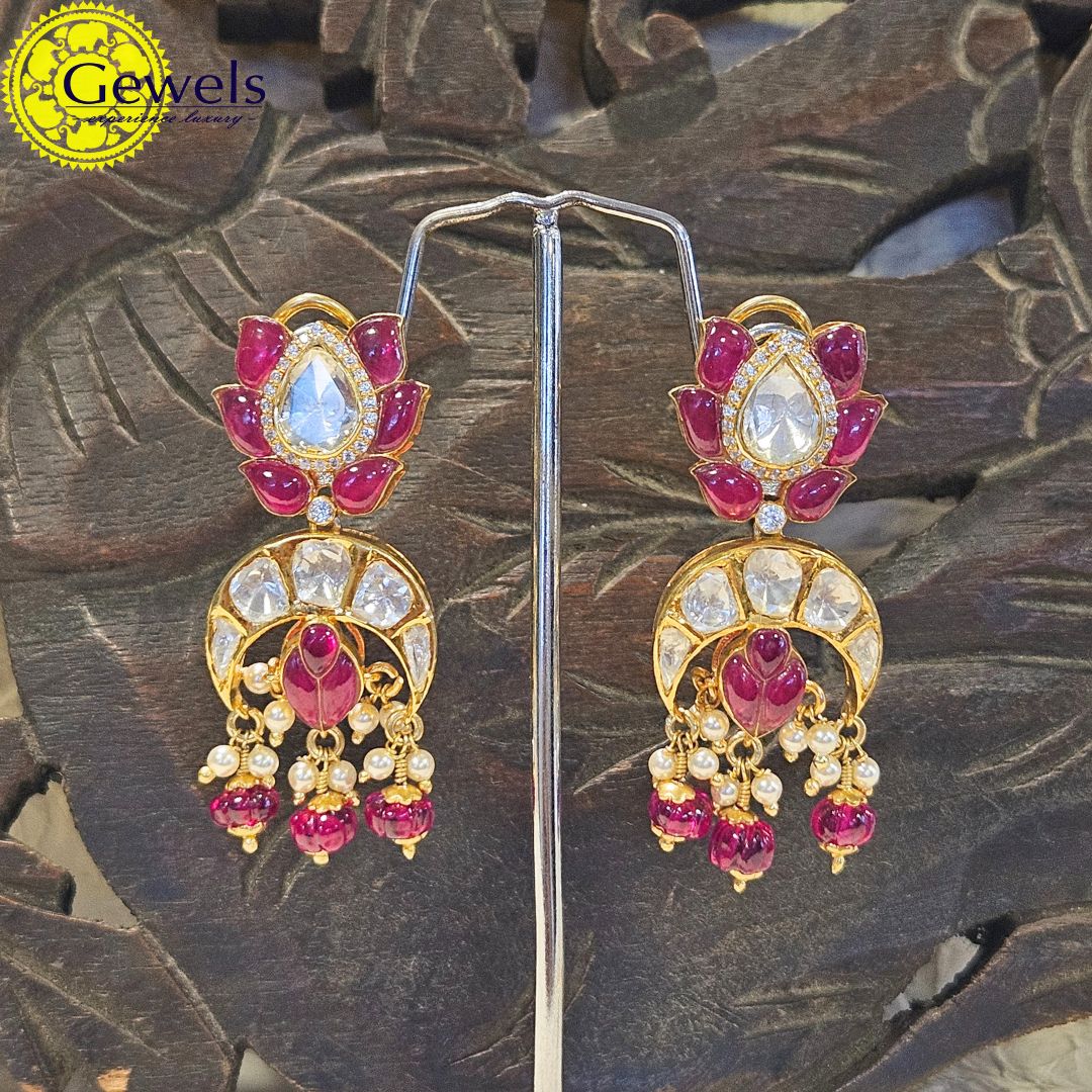 Gewels Tarangini Polki Ruby Earrings