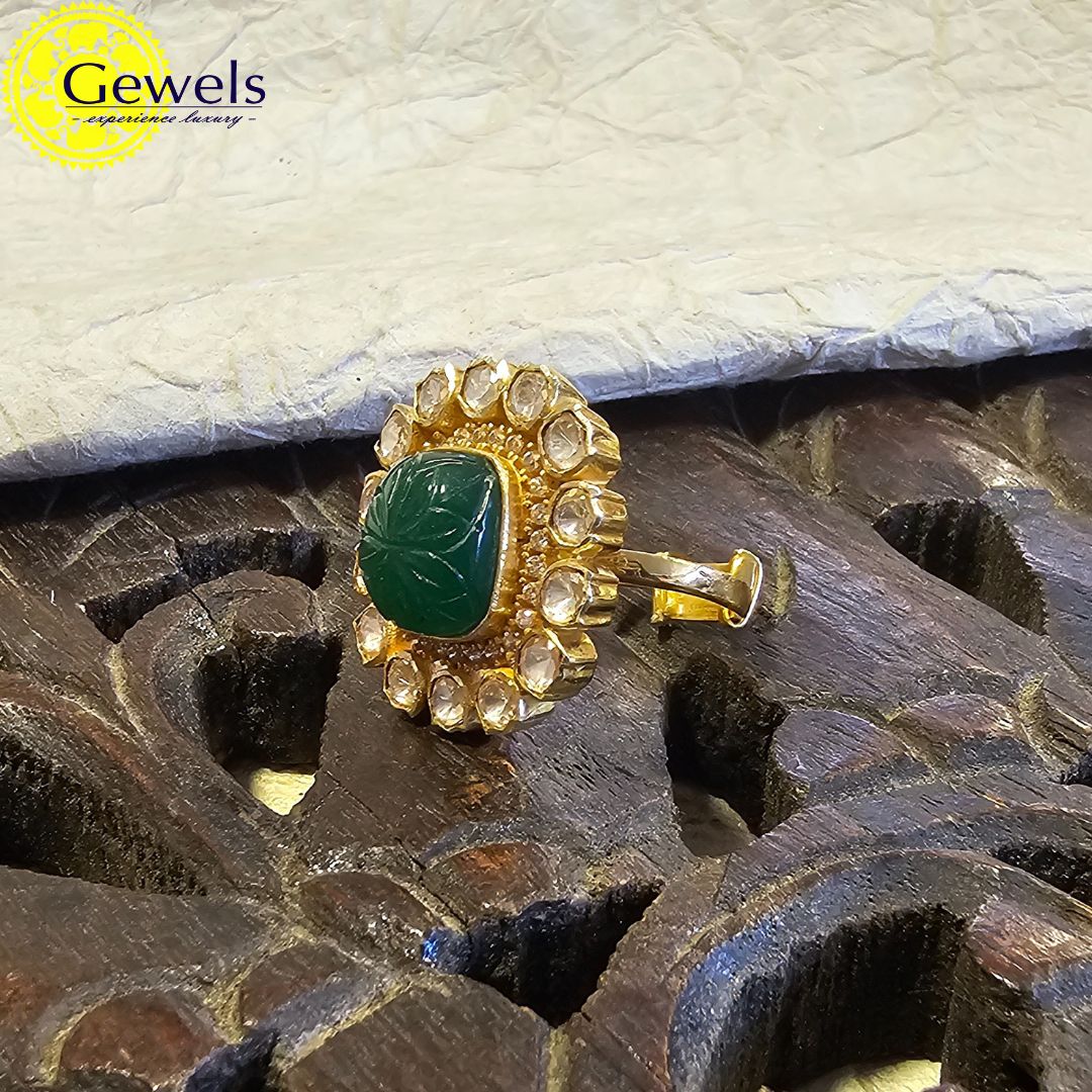 Gewels Polki Emerald Ring
