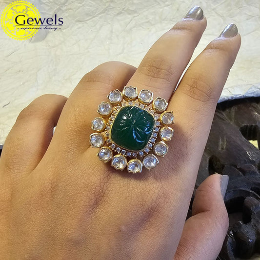 Gewels Polki Emerald Ring