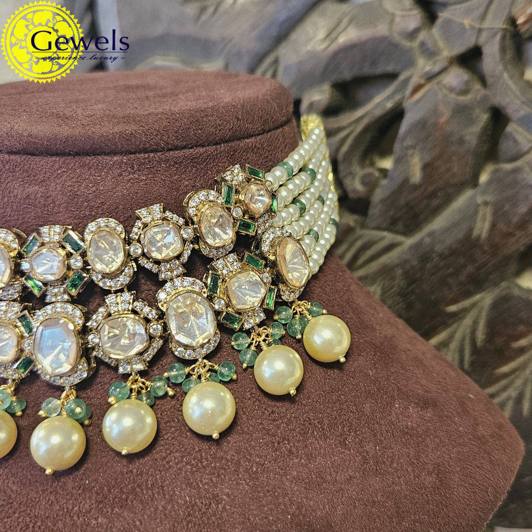 Gewels Hydrabadi Polki Choker Set
