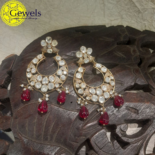 Gewels Opulent Orchid Polki Chandbaali