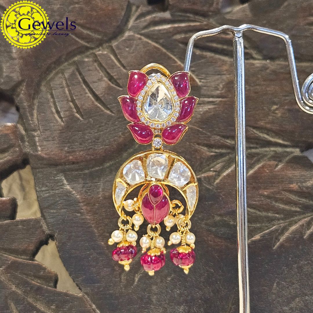 Gewels Tarangini Polki Ruby Earrings