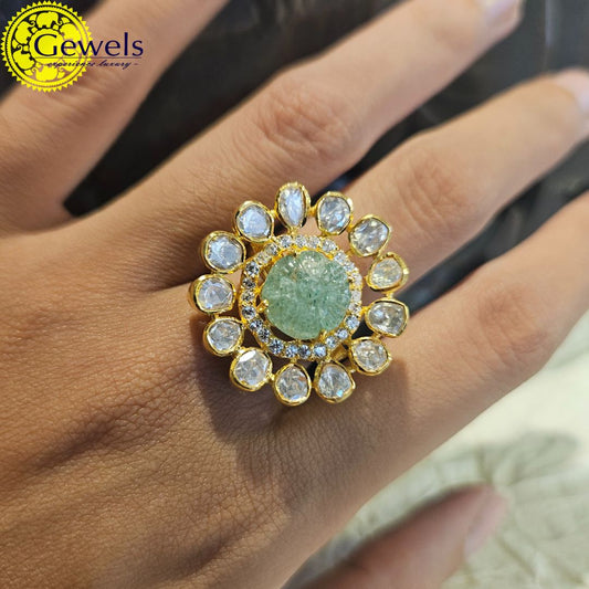 Gewels Jade Polki Ring