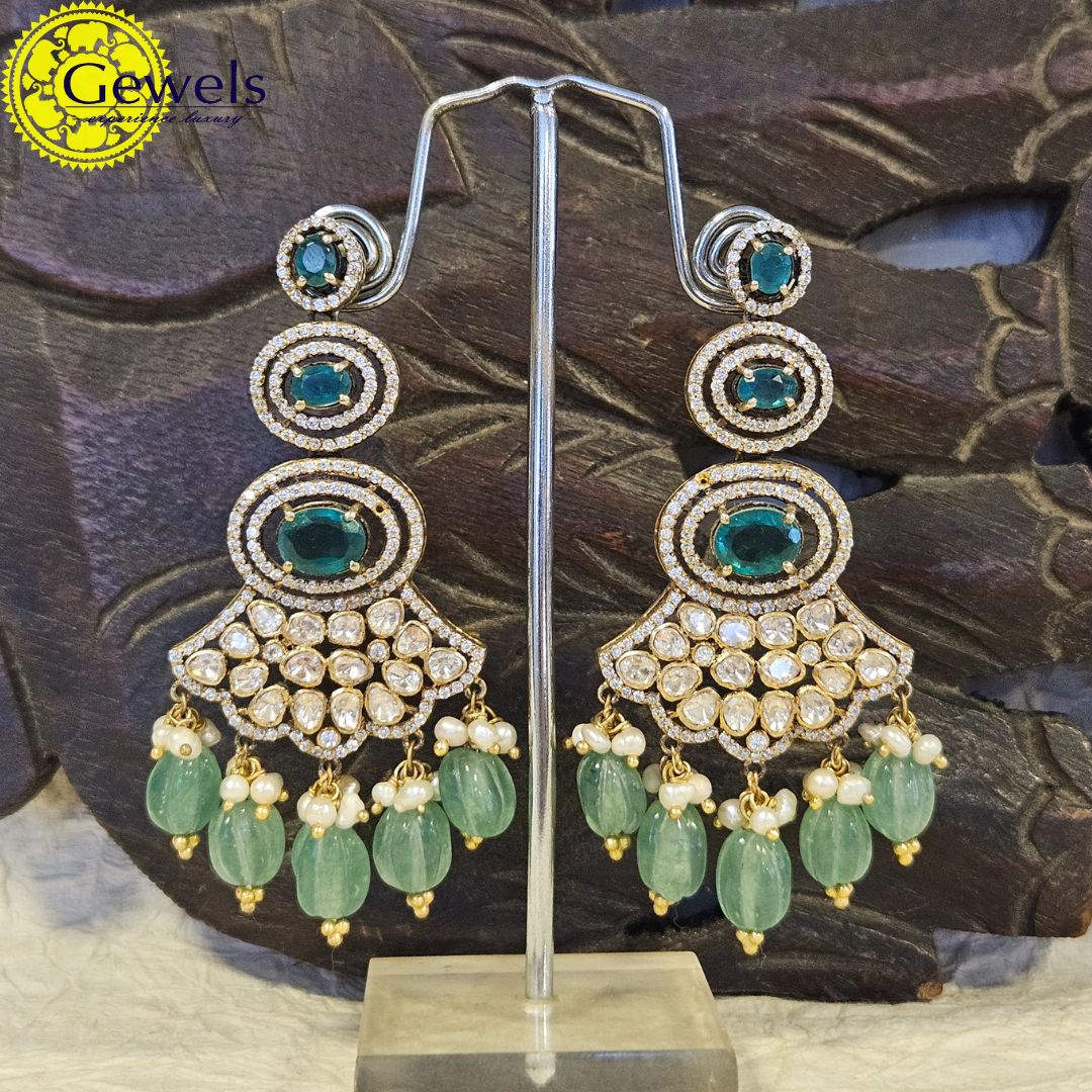 Gewels Exquisite Amber Polki Earrings
