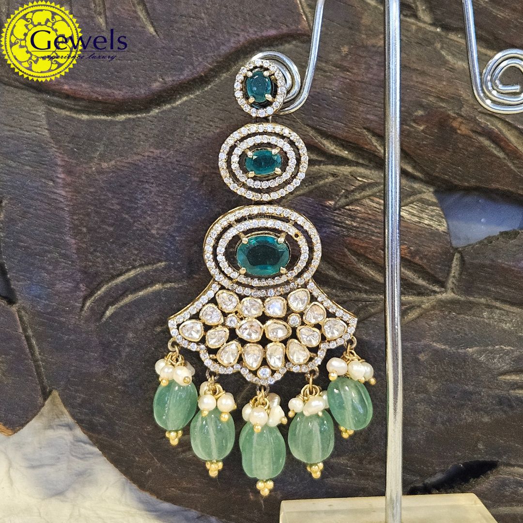 Gewels Exquisite Amber Polki Earrings