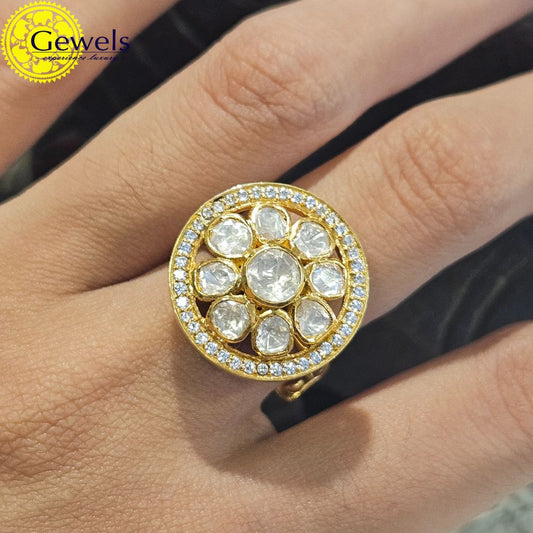 Gewels Polki Celestial Ring