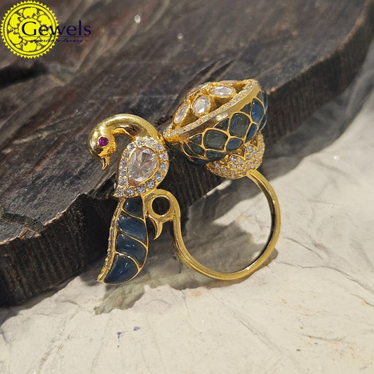 Gewels Polki Swan Ring