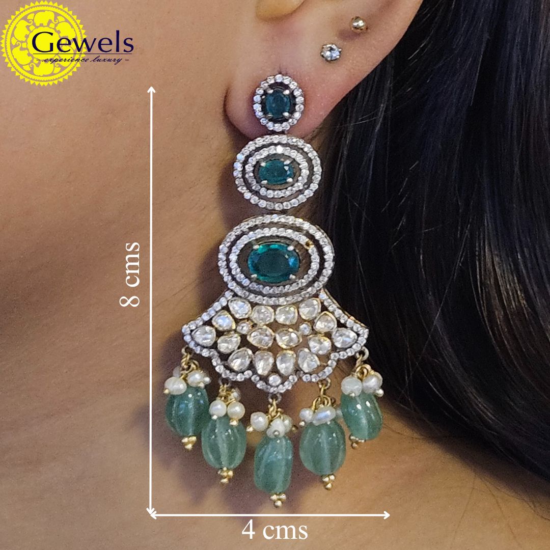 Gewels Exquisite Amber Polki Earrings