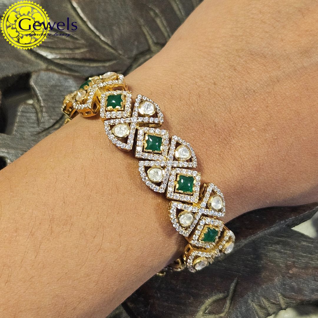 Gewels Emerald Polki Bracelet
