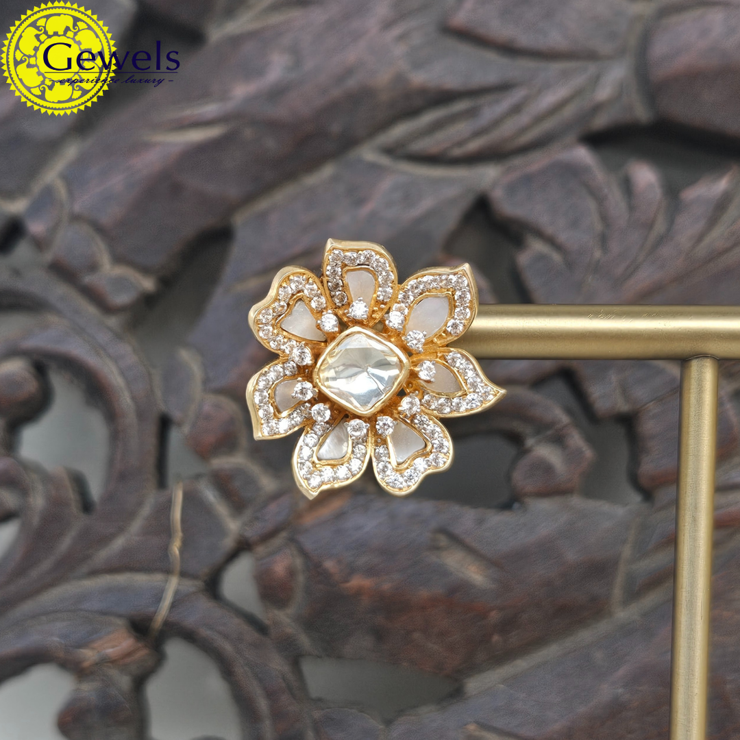 Gewels Polki Flower Studs