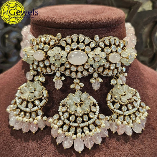 Gewels Rose Quartz Tourmaline Necklace Set