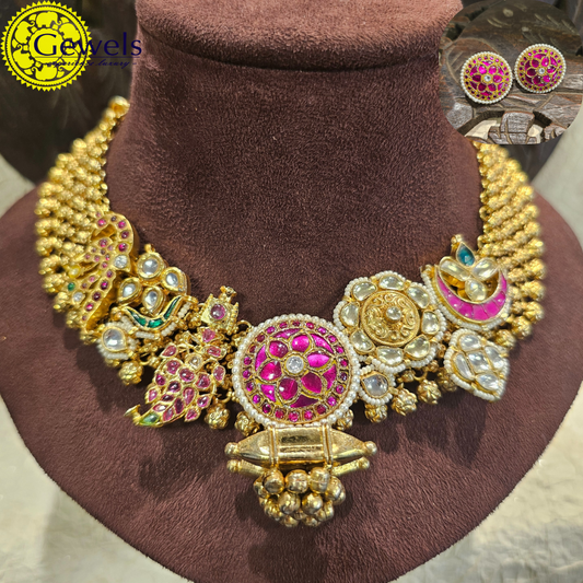Gewels Rajatkaya Meenakari Necklace Set