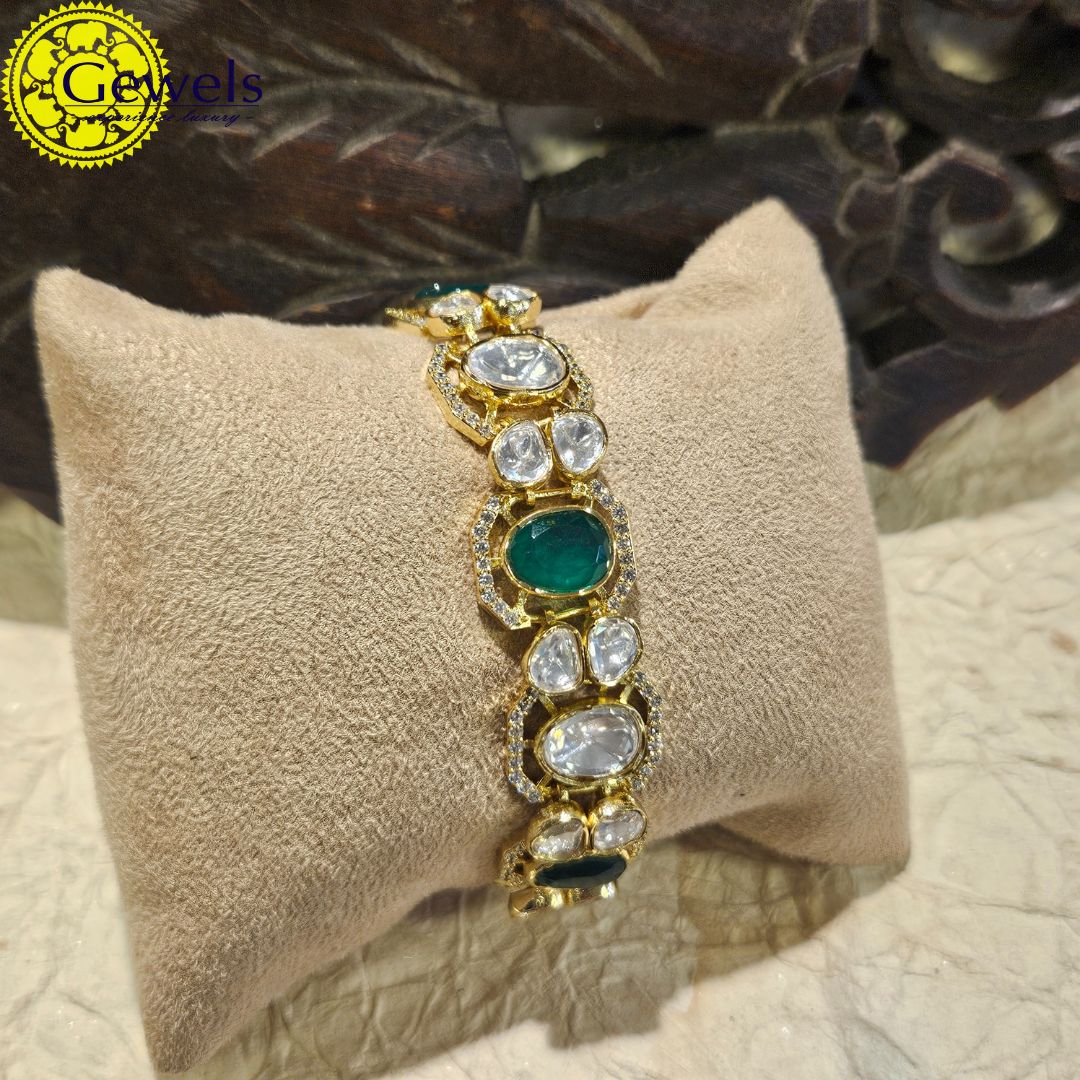 Gewels Polki Emerald Bracelet