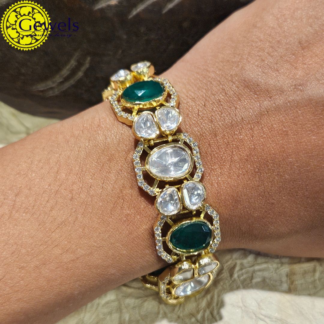 Gewels Polki Emerald Bracelet