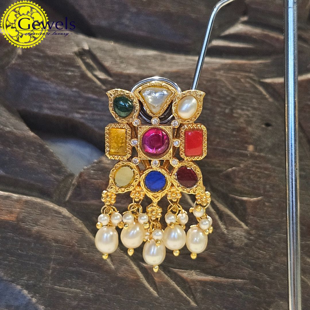 Gewels Swarna Shikha Navratna Earrings