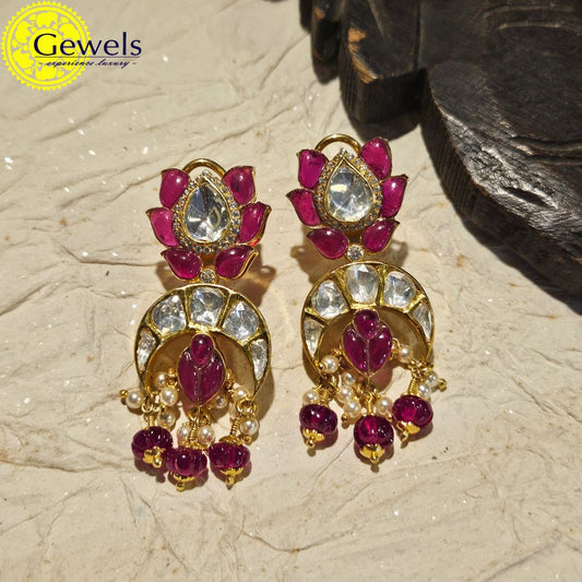 Gewels Tarangini Polki Ruby Earrings