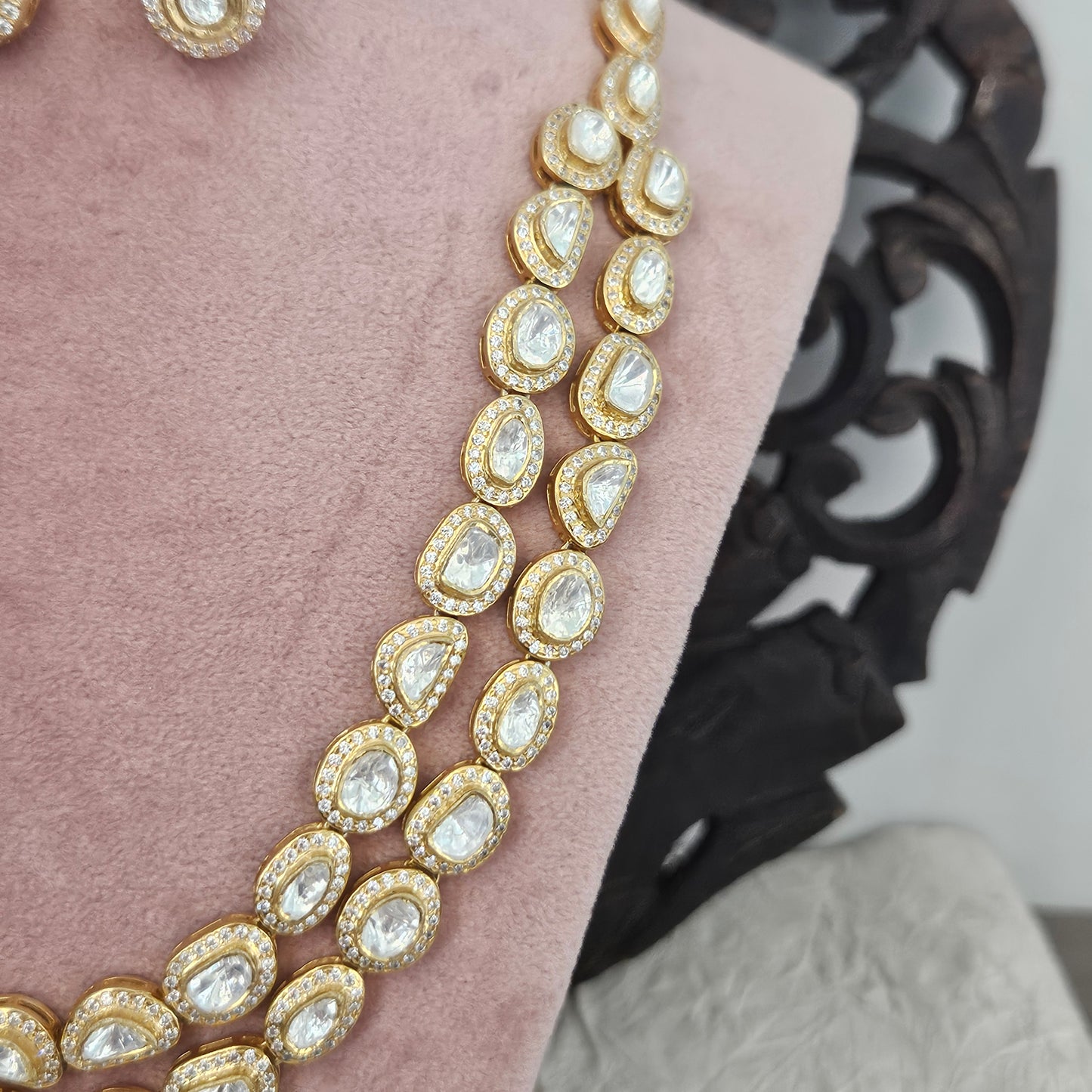 Gewels Meesha Double layered Polki Neck Set