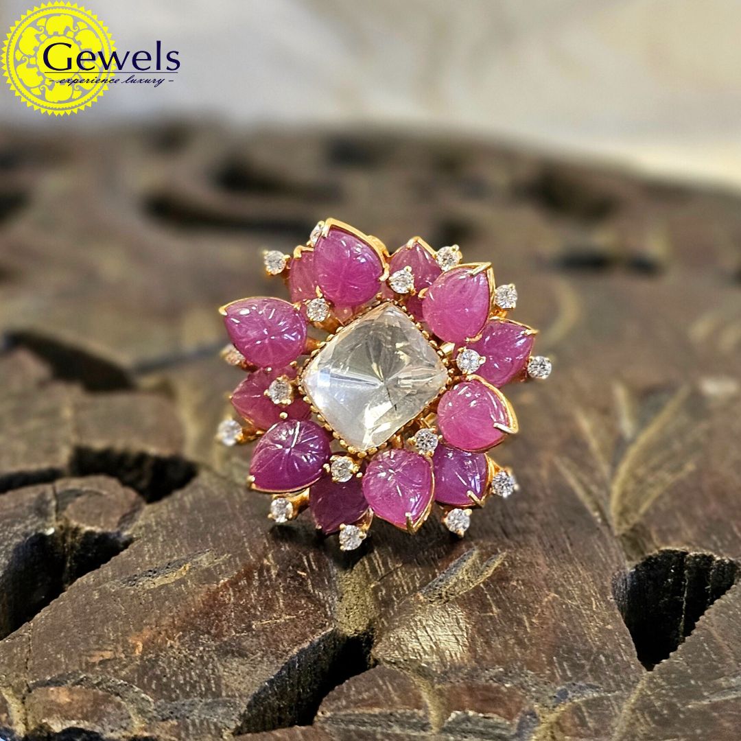Gewels Polki Kamal Ring
