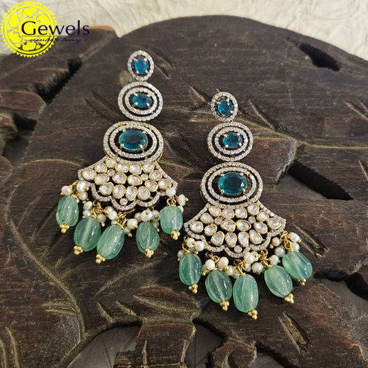 Gewels Exquisite Amber Polki Earrings