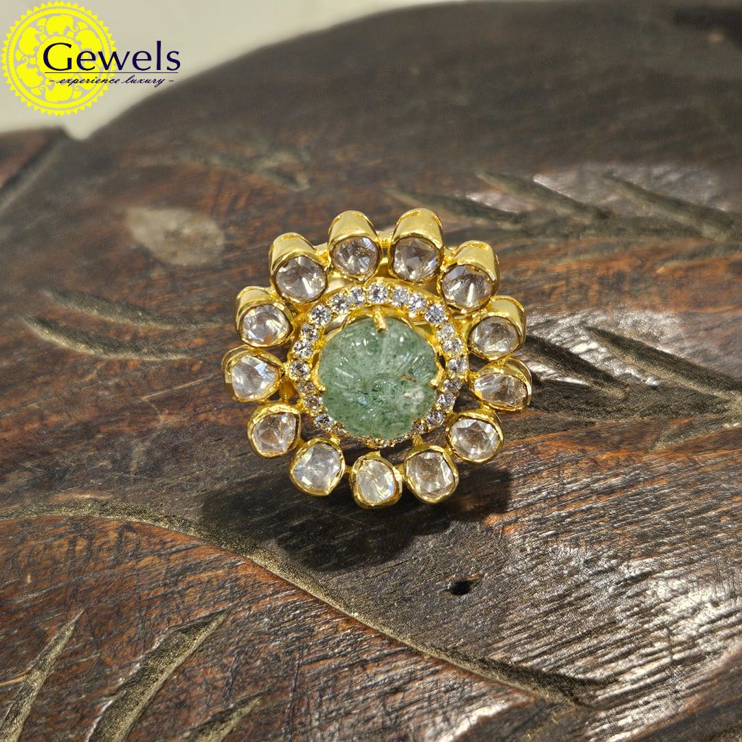 Gewels Jade Polki Ring
