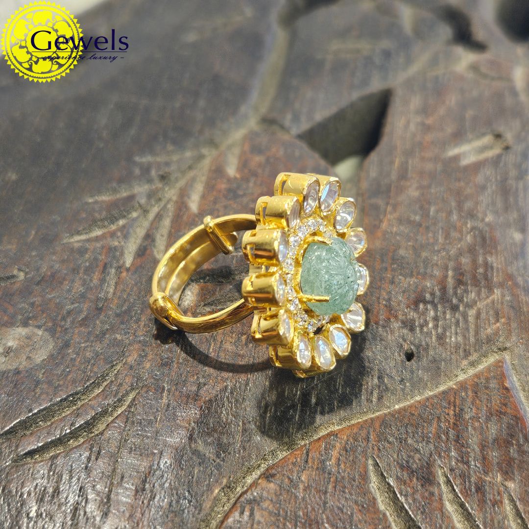 Gewels Jade Polki Ring