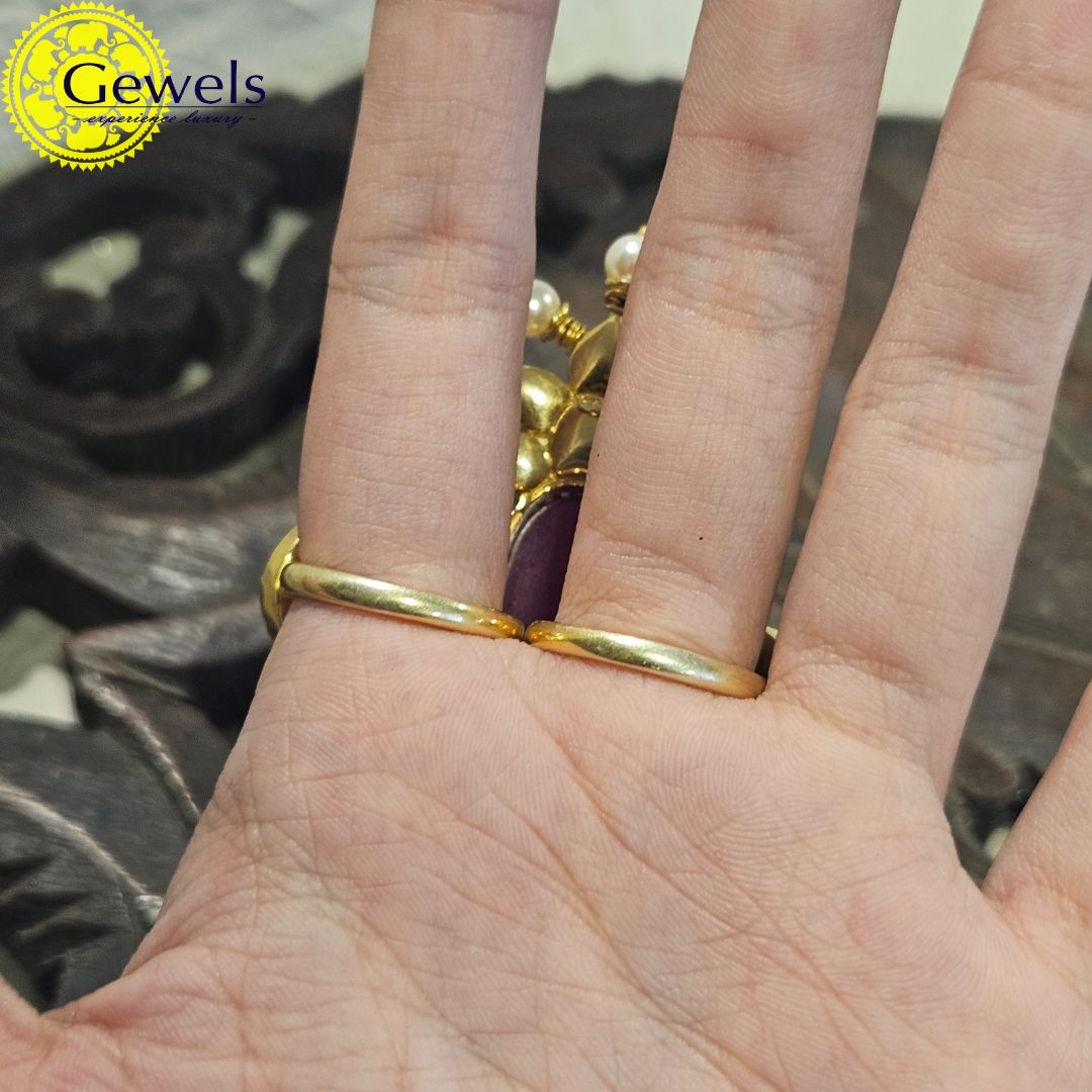 Gewels Double Finger Polki Ring