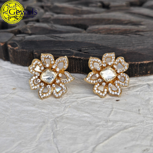 Gewels Polki Flower Studs