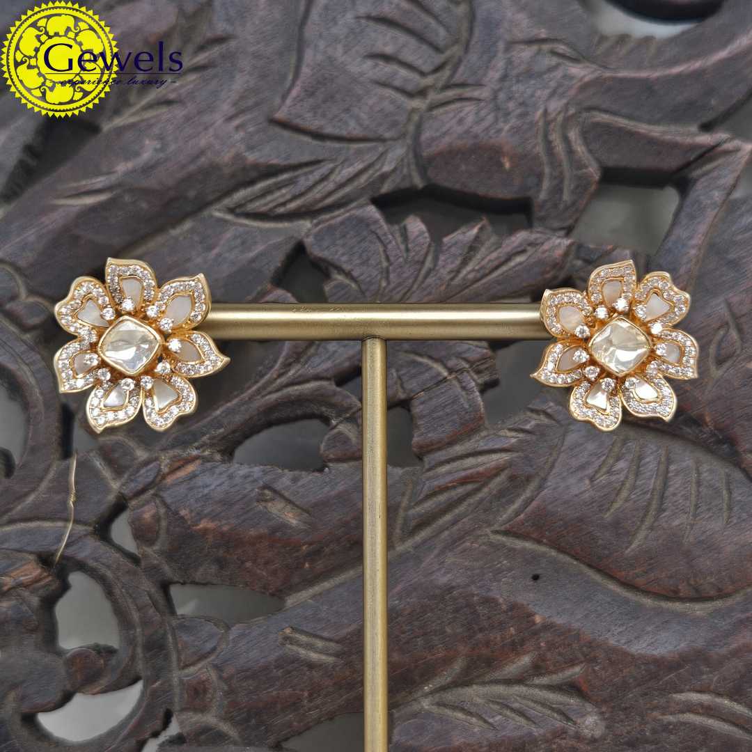 Gewels Polki Flower Studs