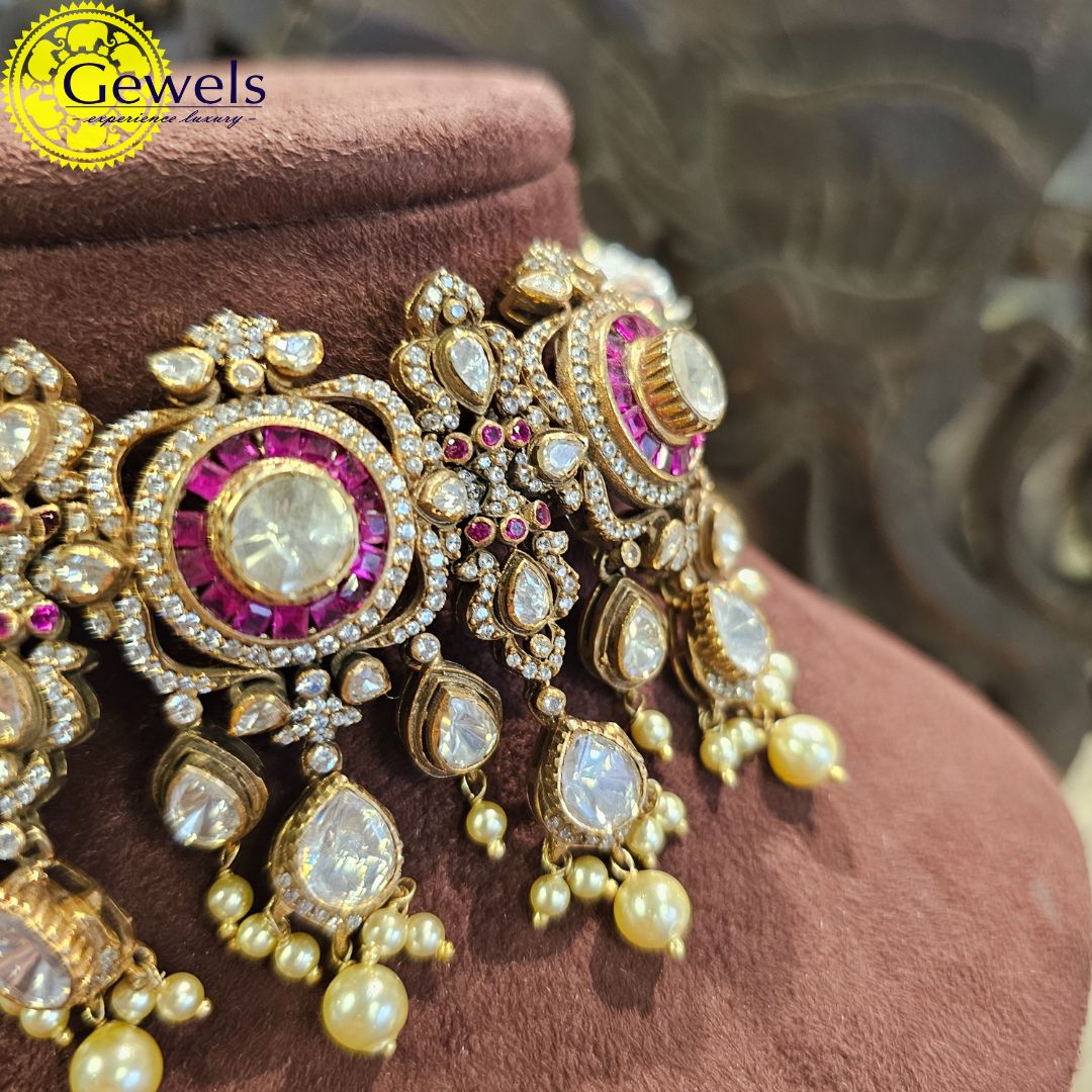 Gewels Polki Ruby Choker Set