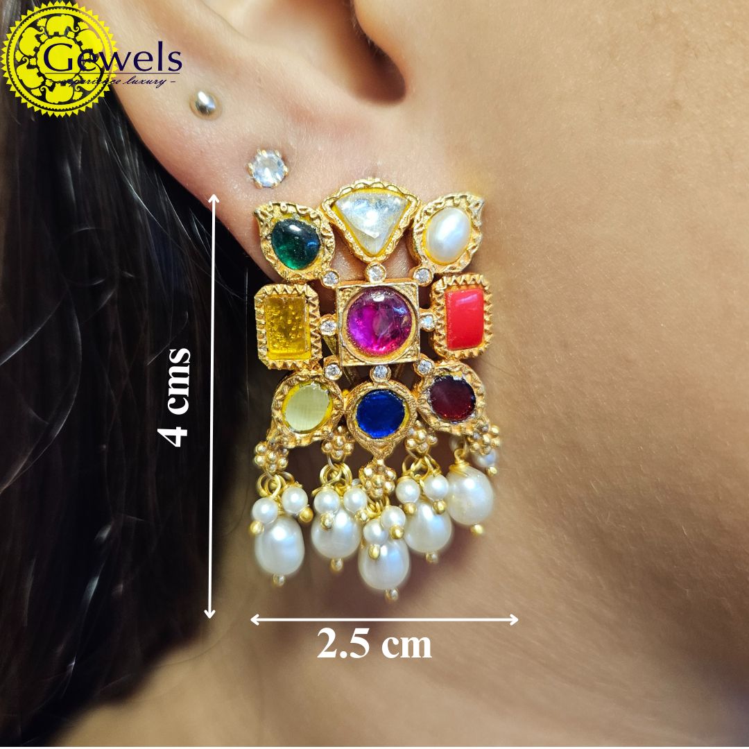 Gewels Swarna Shikha Navratna Earrings